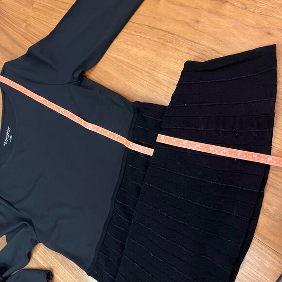 Soft Surroundings Dress XL Black Long Sleeve Midi Pleated Shimmer - Picture 11 of 12